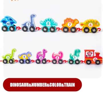 Aykzaqe Train Set Toddler Toys for 2 3 4 Year Old Boys Toys,Wooden Toy Train Dinosaur Toys for Kids 2-4,Educational Toys Learning Toys Montessori Toys for 2 3 4 Year Old Girl Toys