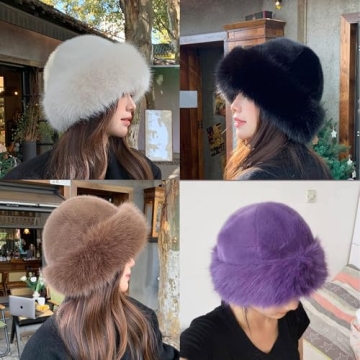 Womens Winter Faux Fur Bucket Hat for Stylish Warmth