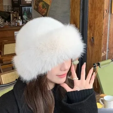 Womens Winter Faux Fur Bucket Hat for Stylish Warmth