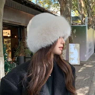 Womens Winter Faux Fur Bucket Hat for Stylish Warmth