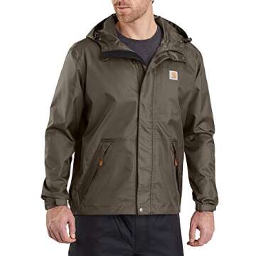 Carhartt Men's Loose Fit Midweight Rain Jacket, Tarmac, Medium