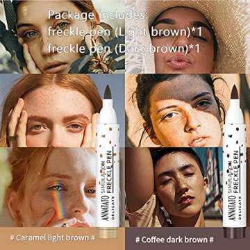 ANNATATO Freckle Pen - 2 Colors Natural Long Lasting Waterproof Neutral Lightweight Freckle Makeup Tool (Dark Brown+Light Brown)