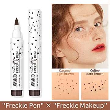 ANNATATO Freckle Pen - 2 Colors Natural Long Lasting Waterproof Neutral Lightweight Freckle Makeup Tool (Dark Brown+Light Brown)
