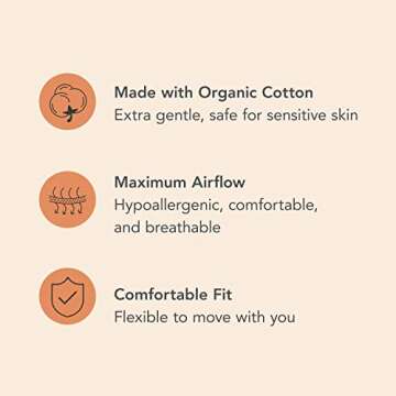 Rael Reusable Panty Liners Menstrual, Organic Cotton Cover, Period Essential, Cloth Pantyliner for Women, Washable, Soft and Thin, Leak-Free, Washing Machine Safe (5 Count, Brown)