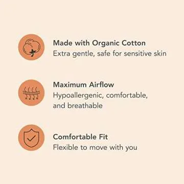 Rael Reusable Panty Liners Menstrual, Organic Cotton Cover, Period Essential, Cloth Pantyliner for Women, Washable, Soft and Thin, Leak-Free, Washing Machine Safe (5 Count, Brown)