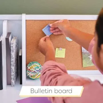 KidKraft Wooden Study Desk for Children with Chair, Bulletin Board and Cabinets, White