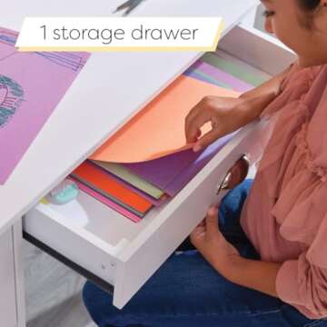 KidKraft Wooden Study Desk for Children with Chair, Bulletin Board and Cabinets, White