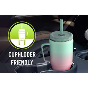 Zenbo 40 oz Tumbler with Handle, Straw Lid, and Cupholder-Friendly Design | Insulated Stainless Steel Travel Mug, Reusable Water Bottle | Leak-Proof, Dishwasher Safe