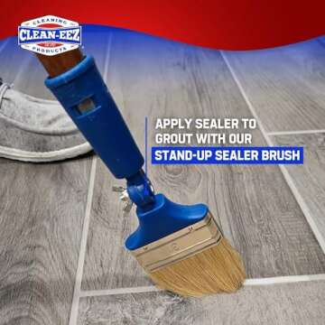 Clean-eez Grout Sealer & Stand-Up Brush Combo: Ultimate Floor Tile & Shower Sealant, Heavy Duty Prot...