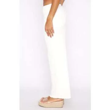 Two Piece Skirt Outfits for Women Sleeveless Tube Tops Bodycon Sexy Maxi Dress 2 Piece Summer Y2K Vacation Set White-XL