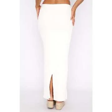 Two Piece Skirt Outfits for Women Sleeveless Tube Tops Bodycon Sexy Maxi Dress 2 Piece Summer Y2K Vacation Set White-XL