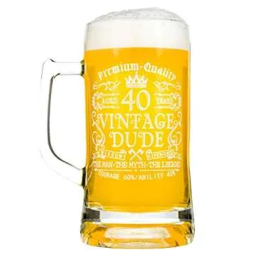 Crisky Vintage Dude Beer Mug for 40th Birthday Gift