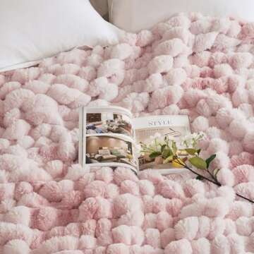 Hyde Lane Soft Faux Rabbit Fur Throw Blanket, Cute Plush Fuzzy Blanket for Sofa Couch, Cozy Thick Fl...