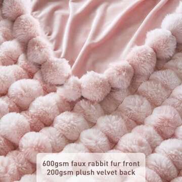 Hyde Lane Soft Faux Rabbit Fur Throw Blanket, Cute Plush Fuzzy Blanket for Sofa Couch, Cozy Thick Fluffy Throw for Women, Valentines Day Gifts for Her, Pink Flamingo, 60"x80"