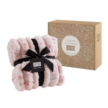Hyde Lane Soft Faux Rabbit Fur Throw Blanket, Cute Plush Fuzzy Blanket for Sofa Couch, Cozy Thick Fluffy Throw for Women, Valentines Day Gifts for Her, Pink Flamingo, 60"x80"