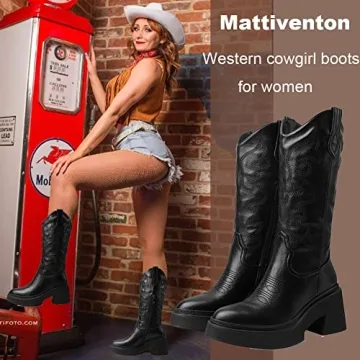 Stylish Mid Calf Cowgirl Boots for Women - Versatile and Chic