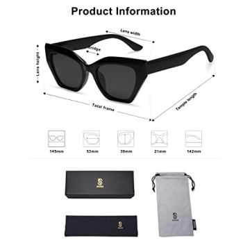 Stylish SOJOS Square Cat Eye Polarized Sunglasses