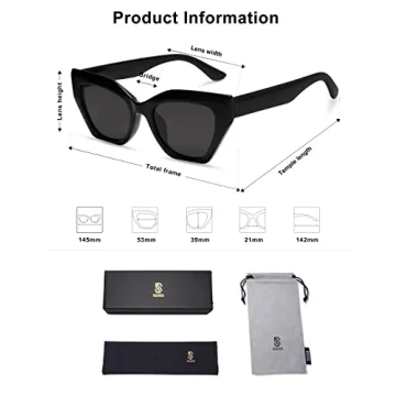 Stylish SOJOS Square Cat Eye Polarized Sunglasses