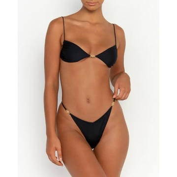 VOLAFA Women’s Sexy Triangle Bikini Set in Black