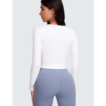 CRZ YOGA Butterluxe Womens Long Sleeve Crop Yoga Shirts Slim Fit Cropped Workout Tops Athletic Casua...