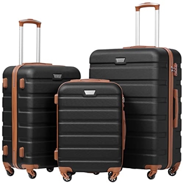 Coolife 3 Piece Lightweight Luggage Set with TSA Lock