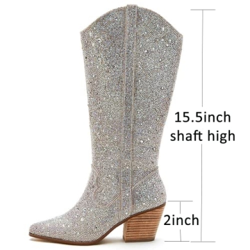 Stylish Rhinestone Cowboy Boots for Women - Ouepiano
