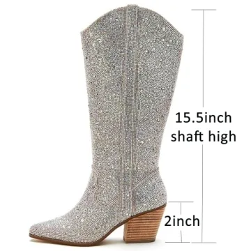 Stylish Rhinestone Cowboy Boots for Women - Ouepiano