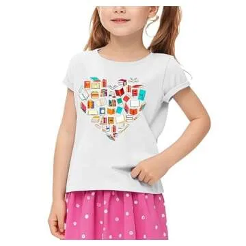 Book Shirts for Boys Girls Kids Toddler Reading T Shirts Short Sleeve Cute Children's Books Tee Funny Cartoon Image Tops White-b