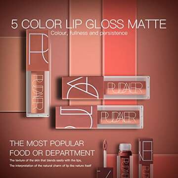 5 Colors Matte Lipstick Set, Long Lasting Velvet Lips Tint Liquid Lipstick Waterproof Lipstick Makeup 5pcs/kit