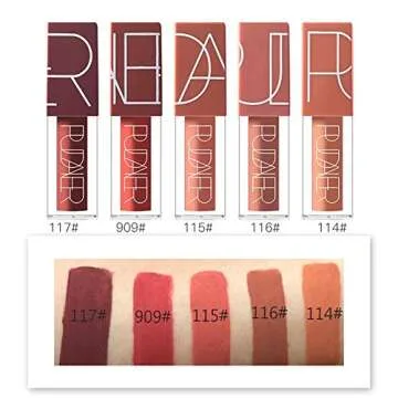 5 Colors Matte Lipstick Set, Long Lasting Velvet Lips Tint Liquid Lipstick Waterproof Lipstick Makeup 5pcs/kit