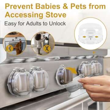 Gas Stove Knob Covers for Child Safety - 5 Pack Universal Size Stove Safety Knob Covers, Heat-Resist...