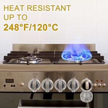 Gas Stove Knob Covers for Child Safety - 5 Pack Universal Size Stove Safety Knob Covers, Heat-Resistant Child Proof Stove Knob Covers, Pet/Baby Proofing Oven Knob Covers for Child Safety (Clear View)