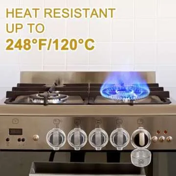 Gas Stove Knob Covers for Child Safety - 5 Pack Universal Size Stove Safety Knob Covers, Heat-Resistant Child Proof Stove Knob Covers, Pet/Baby Proofing Oven Knob Covers for Child Safety (Clear View)