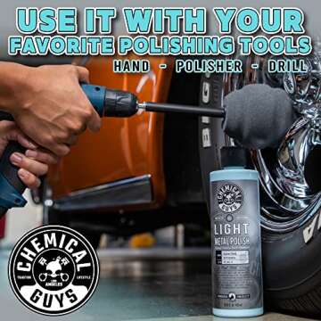 Chemical Guys SPI_404_16 Light Metal Polish (Works on Chrome, Stainless Steel, Aluminum & More), 16 fl oz