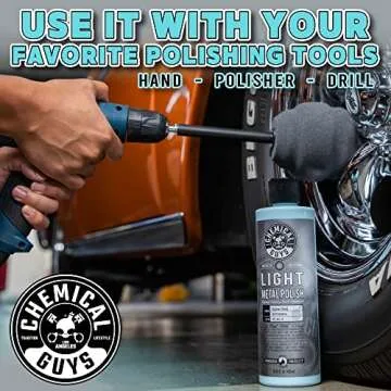 Chemical Guys SPI_404_16 Light Metal Polish (Works on Chrome, Stainless Steel, Aluminum & More), 16 fl oz