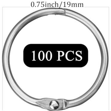 HAUTOCO 100 Pcs Loose Leaf Binder Rings, 0.75 Inch Nickel Plated Metal Binder Rings, Office Book Rings Keychain Key Rings for School Home Index Cards