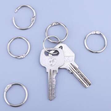 HAUTOCO 100 Pcs Loose Leaf Binder Rings, 0.75 Inch Nickel Plated Metal Binder Rings, Office Book Rings Keychain Key Rings for School Home Index Cards