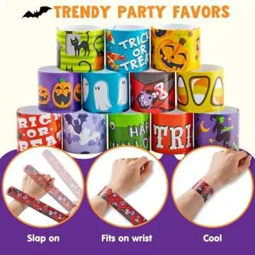 72PCS Halloween Slap Bracelets for Costumes & Parties