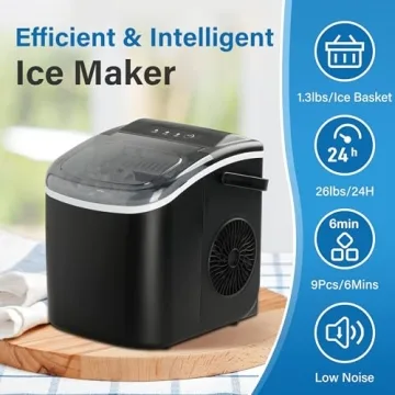 HealSmart Ice Maker - 9 Cubes in 6 Mins, Self-Cleaning