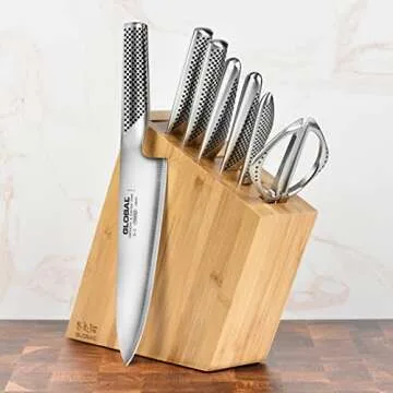 Global 8 Piece Knife Set with Bamboo Block
