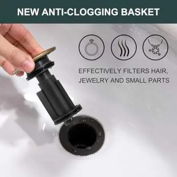 KENES Stylish Brushed Gold Pop Up Sink Drain for Ease