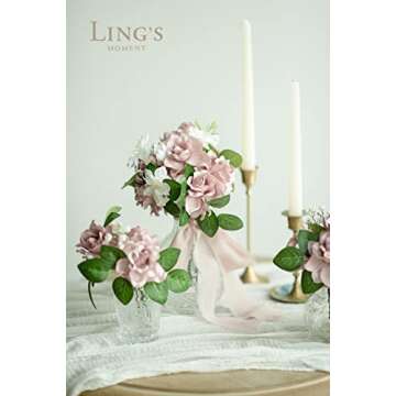 Ling's Moment Flowers 25pcs Fake Gardenia Dusty Pink Rose Flowers Artificial Flowers with Stem, Fake Flower for DIY Wedding Decorations Centerpieces Bouquets Boutonnieres