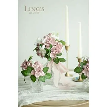 Ling's Moment Flowers 25pcs Fake Gardenia Dusty Pink Rose Flowers Artificial Flowers with Stem, Fake Flower for DIY Wedding Decorations Centerpieces Bouquets Boutonnieres