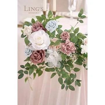 Ling's Moment Flowers 25pcs Fake Gardenia Dusty Pink Rose Flowers Artificial Flowers with Stem, Fake Flower for DIY Wedding Decorations Centerpieces Bouquets Boutonnieres