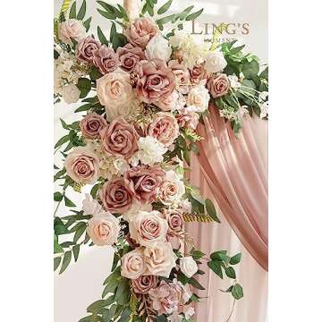 Ling's Moment Flowers 25pcs Fake Gardenia Dusty Pink Rose Flowers Artificial Flowers with Stem, Fake Flower for DIY Wedding Decorations Centerpieces Bouquets Boutonnieres