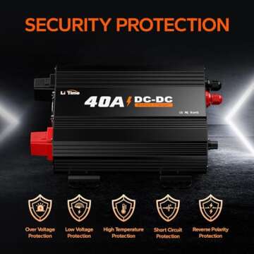 LiTime 12V 40A DC to DC Battery Charger fit for 12V LiFePO4, Lead-Acid, SLA, Gel, AGM and Calcium Batteries. 3-Stage Charger for Wide Range Application, RVs, Boats and Yachts.