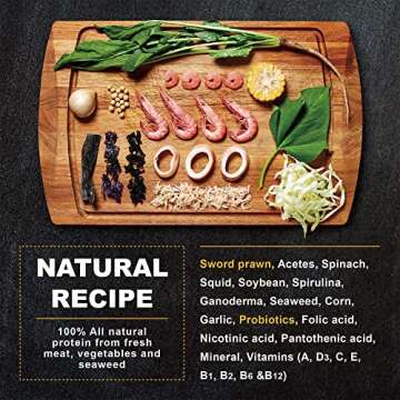 Ultra Fresh Betta Fish Food, Pro Shrimp Patties, 50% Sword Prawns + Akiami Paste Shrimps, All Natural Protein, Rich in Calcium, for Betta's Healthy Development and Cleaner Water, 0.7 oz