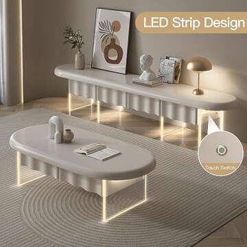 GraceNook 70 Inch Modern White TV Stand with LED Lights