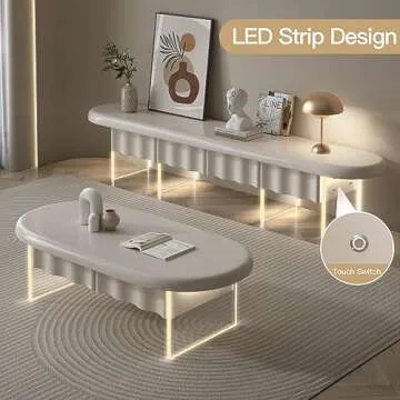 GraceNook 70 Inch Modern White TV Stand with LED Lights