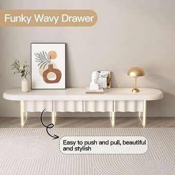 GraceNook 70 Inch Modern White TV Stand with LED Lights